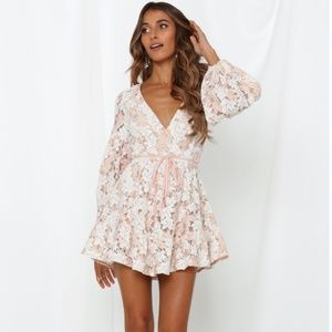 NWT Hello Molly Pink and White Lace Dress Size XS